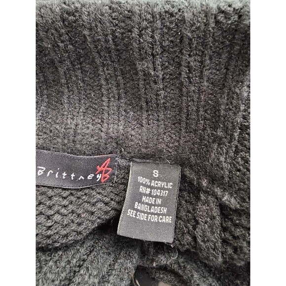 Allison Brittney Black Knit Short Sleeve Sweater Women’s Size S Button Front - Picture 6 of 7